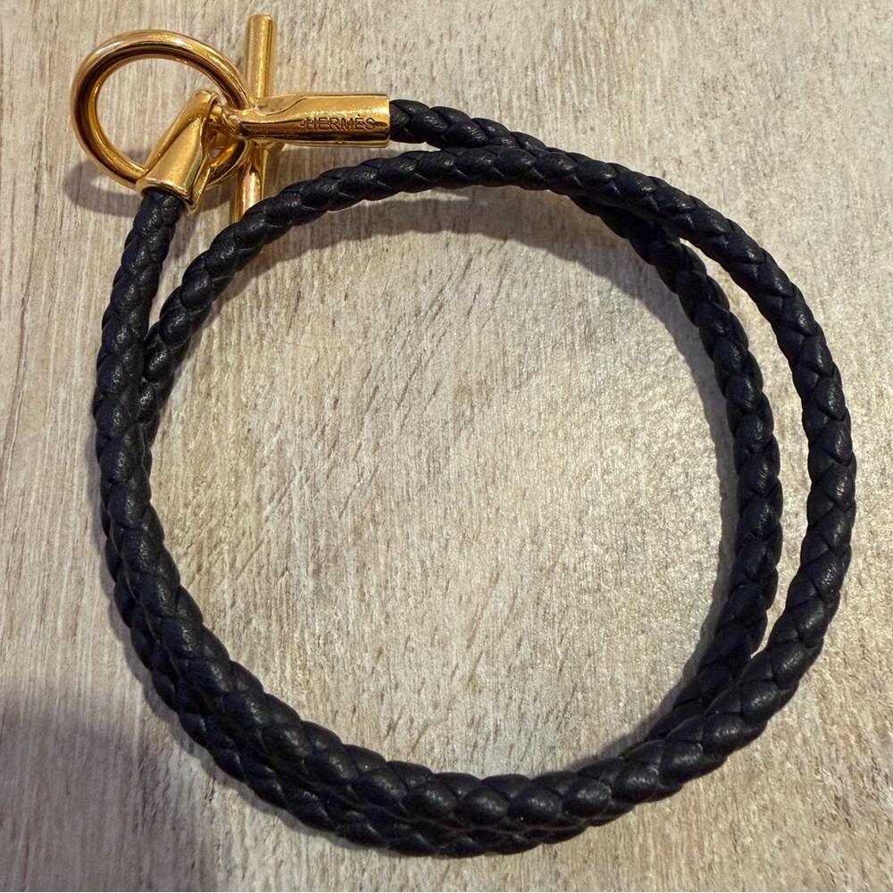 Hermes Glenan Double Tour black and gold bracelet, T2 size